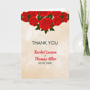 Carte De Remerciements Roses rouges vives
