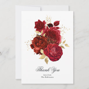 Carte De Remerciements Roses Vintages rouge et or