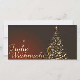 Carte De Remerciements Rotes Weihnachtsmotiv mit goldenem Weihnachtsbaum
