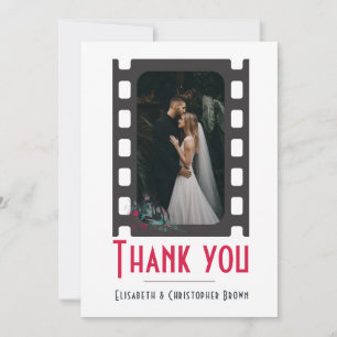 Carte De Remerciements Rouge aux Joues Rose Moderne Film Floral Mariage