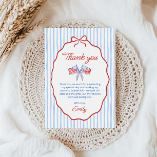 Carte De Remerciements Rouge, Blanc & Bleu 4 juillet 1er anniversaire