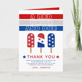 Carte De Remerciements Rouge blanc et 4 juillet baby shower