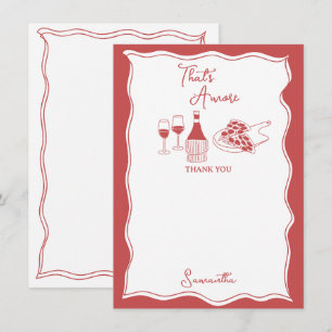 Carte De Remerciements Rouge C'est l'Amour Pizza Italienne Vin Enterremen