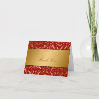 Carte De Remerciements Rouge de cerise 311 divin d'or