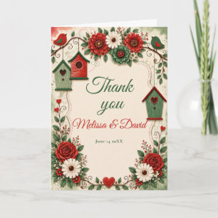 Carte De Remerciements Rouge de Noël et pendaison de crémaillère d'émerau