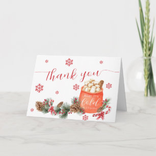 Carte De Remerciements Rouge Flocon de Neige d'Hiver Vintage Baby Shower