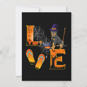 Carte De Remerciements Rouge Love Halloween Boo Dog Toxits Rottweiler
