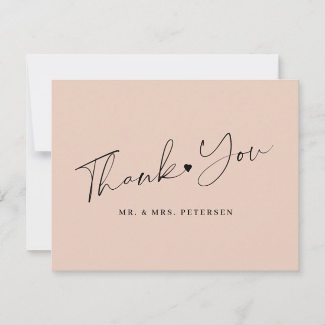 Carte De Remerciements Rouge mariage élégant script (Devant)