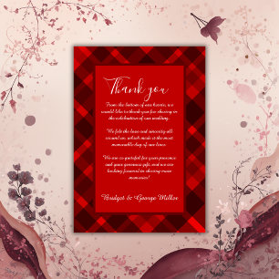 Carte De Remerciements rouge noir écossais celtique tartan mariage motif