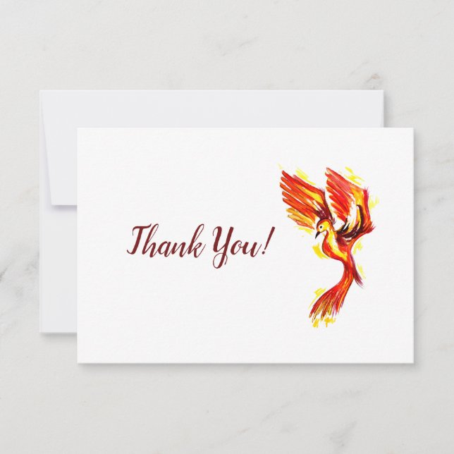 Carte de remerciements rouge Phoenix (Devant)