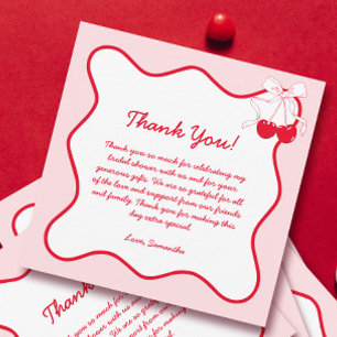 Carte De Remerciements Rouge Rose Cerise Saint Valentin Mariage Remerciem