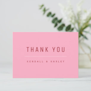 Carte De Remerciements Rouge rose Moderne Typographie Chic Simple