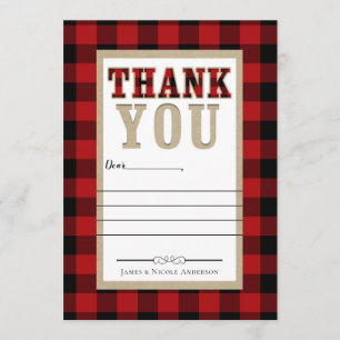 Carte De Remerciements Rouge Rustique Plaid Buffalo Noir Photo Remercieme