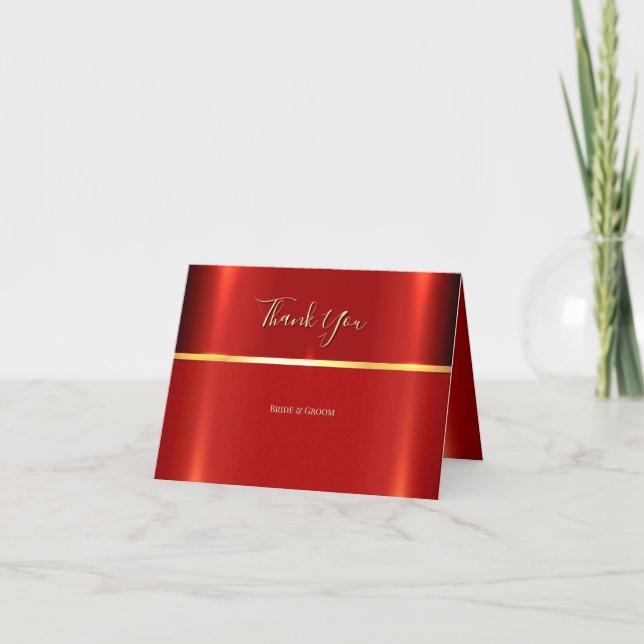 Carte de remerciements rouge simple (Devant)