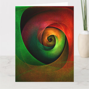 Carte De Remerciements Rouge Vert Floral Moderne Art Abstrait Motif #21