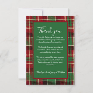 Carte De Remerciements rouge vert noir écossais celtique tartan mariage
