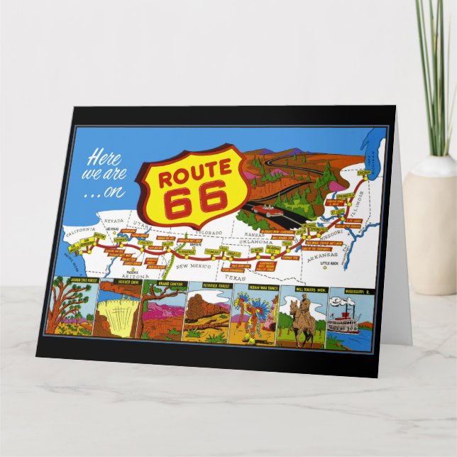 Carte De Remerciements Route 66 De Los Angeles à Chicago (Devant)