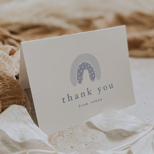 Carte De Remerciements ROWAN Summer Boho Blue Boho Rainbow Baby shower