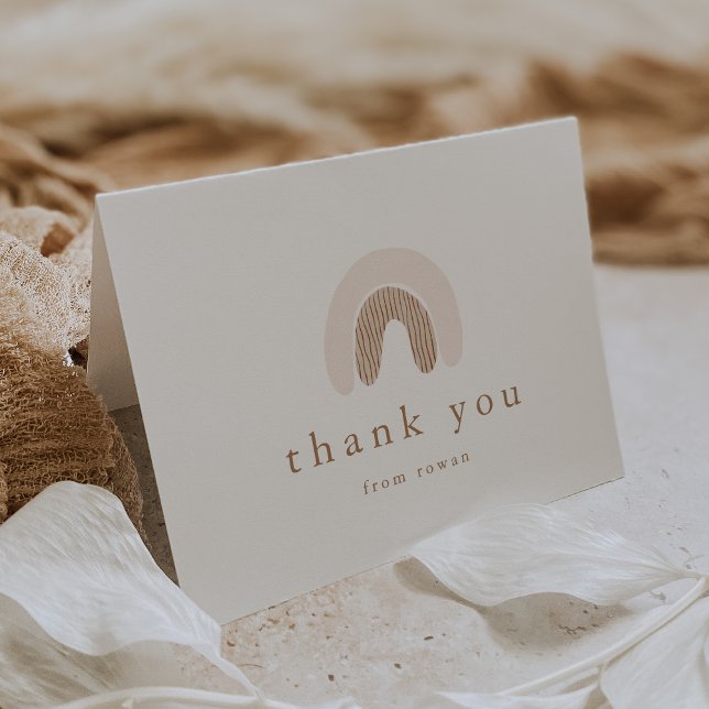 Carte De Remerciements ROWAN Summer Girl Boho rose Baby shower arc-en-cie (ROWAN Summer Girl Pink Boho Rainbow Baby Shower Thank You Card)