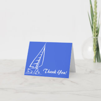 Carte De Remerciements Royal Blue and White Sailing; voilier