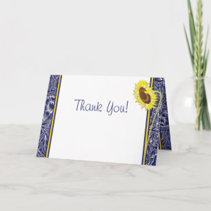 Carte de remerciements Royal Blue and Yellow Sunfl