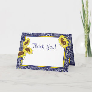 Carte de remerciements Royal Blue and Yellow Sunfl