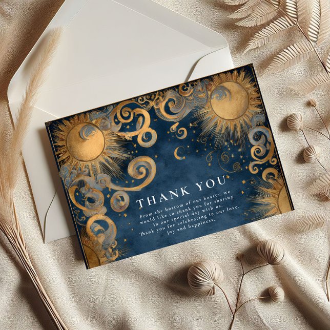 Carte De Remerciements Royal Blue Celestial Wedding (Créateur téléchargé)