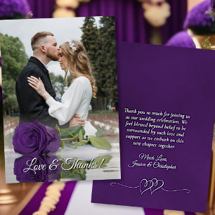 Carte De Remerciements Royal Purple Rose Élégant Mariage Photo Overlay