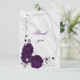 Carte De Remerciements royal violet gris argenté géométrique
