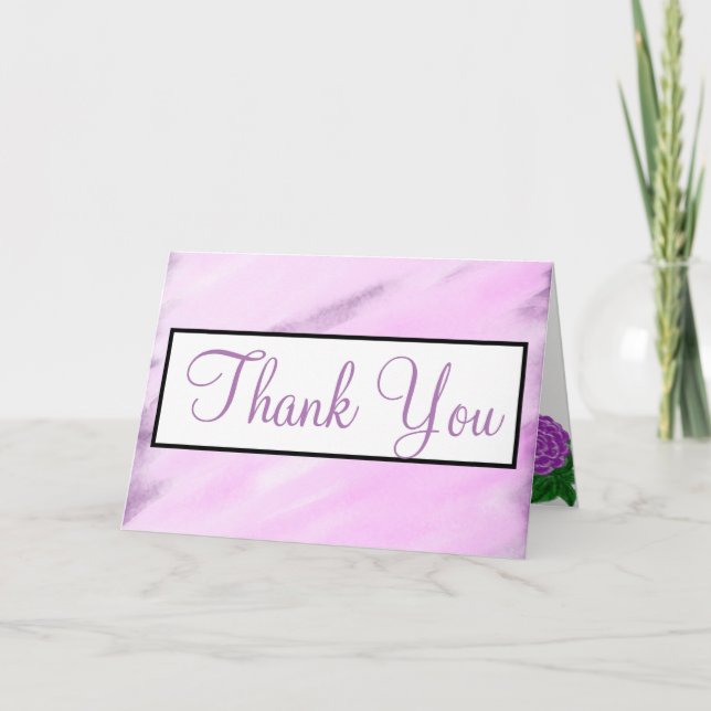 Carte De Remerciements RSVP Violet Floral Aquarelle Mariage Monoggram (Devant)