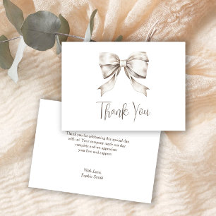 Carte De Remerciements Ruban à nœud blanc vintage Baby Shower