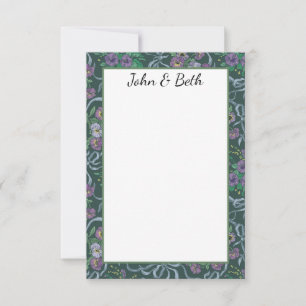Carte De Remerciements Ruban bleu Vintage victorien Pansy