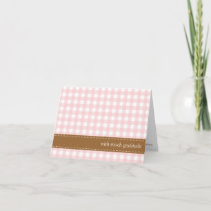 Carte De Remerciements Ruban gingham rose bébé personnalisé avec photo de