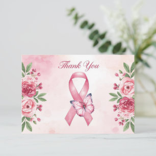 Carte De Remerciements Ruban rose de sensibilisation au cancer du sein av