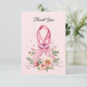 Carte De Remerciements Ruban rose de sensibilisation au cancer du sein av
