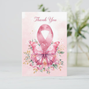 Carte De Remerciements Ruban rose de sensibilisation au cancer du sein av