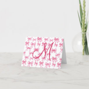 Carte De Remerciements Ruban rose monogrammé Coquette Esthétique Prépa