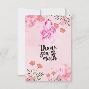Carte De Remerciements Ruban Rose Sensibilisation au cancer du sein avec