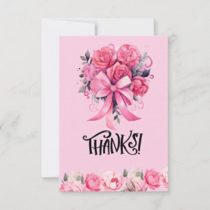 Carte De Remerciements Ruban rose Sensibilisation au cancer du sein avec 