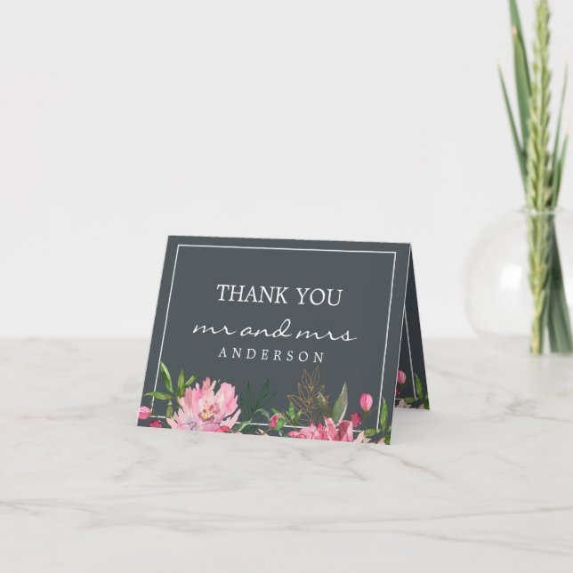 Carte De Remerciements Ruby Pink Peony Floral Mariage Photo (Devant)