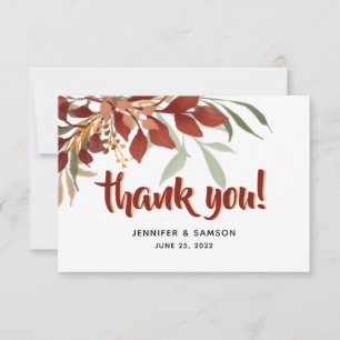 Carte De Remerciements Russe Aquarelle Mariage de automne de Bohême