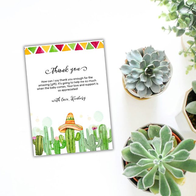 Carte De Remerciements Russe Boho Fiesta Cactus Taco 'Bout A Baby shower (Rustic Boho Fiesta Cactus Taco 'Bout A Baby Shower Thank You Card)