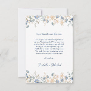 Carte De Remerciements Russe Floral Boho bleu et Mariage beige