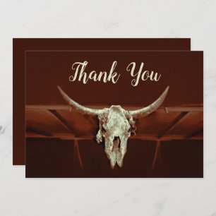 Carte De Remerciements Russe Mariage Brown Western Bull Skull Pays