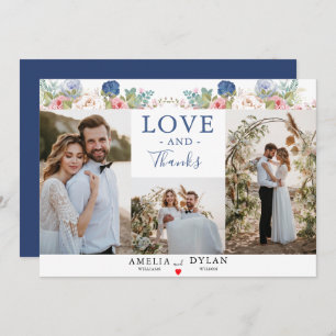 Carte De Remerciements Russe Marine Blush rose Floral Mariage moderne