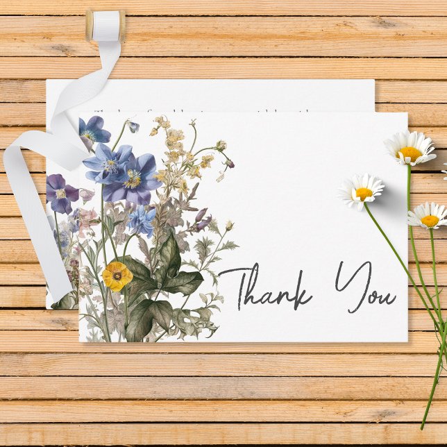 Carte De Remerciements Russe Meadow Fleurs sauvages d'aquarelle violette (Créateur téléchargé)