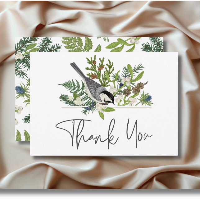 Carte De Remerciements Russe Winter Nature & Pine Mariage (Rustic Winter Nature & Pine Wedding Thank You Card)
