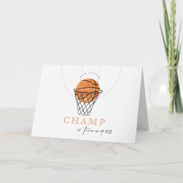 Carte De Remerciements Rust Notre petit champion de basket Anniversaire t (Devant)