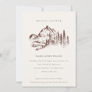 Carte De Remerciements Rust Pine Mountain Sketch Bridal Shower Invite