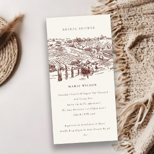Carte De Remerciements Rust Winery Mountain Sketch Fête des mariées Invit